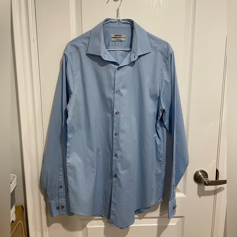 3/$30 DKNY Men's Light Blue Dress Shirt size 16